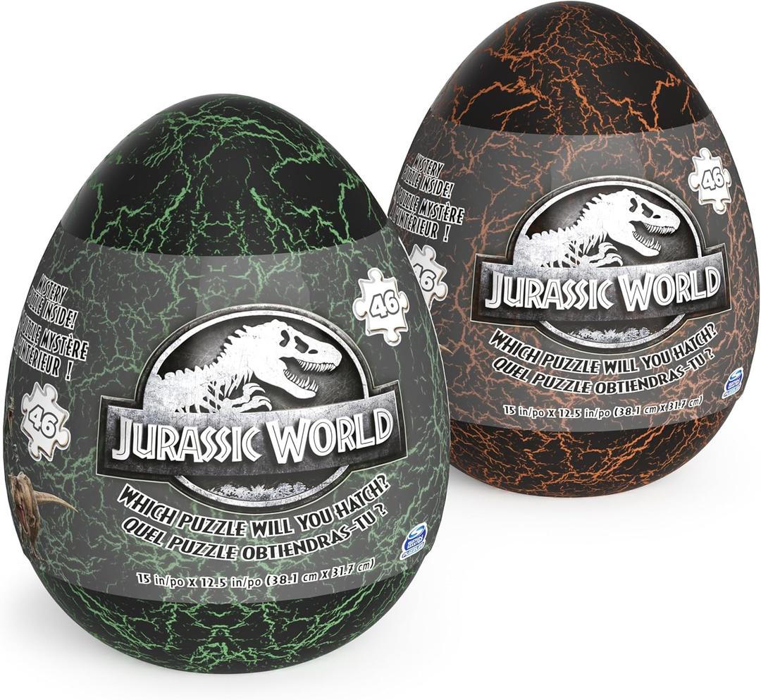 Spin Master Games, Jurassic World Puzzles, Mystery 2-Pack, 46 Pieces Each, Jigsaw Kids Puzzles, Indoor Activity, Dinosaur Eggs, for Ages 4 & Up