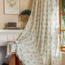 OYX Sage Green Spring Floral Curtains 84 Inch Length 2panels for Living Room, French Country Vintage Light Filtering Patterned Aesthetic Drapes for Bedroom, Rod Pocket Decor Window Treatment Curtains