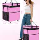Reusable Grocery Bag on 5 Wheels - 84L Foldable Rolling Tote Bag Shopping Cart with Handles, Carries Up to 90 LBS