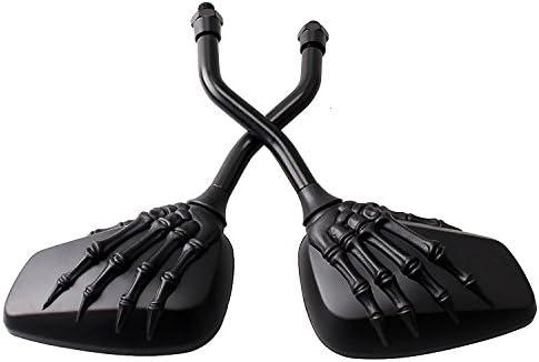 Pairs of Distinctive Skull Skeleton Hand 8mm 10mm Rearview Side Mirror for Motorcycle Scooter Moped Bike Standard Bike (Black)