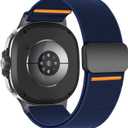 Magnetic Elastic Bands Compatible for Samsung Galaxy Watch 8 Band 40mm 44mm/Galaxy Watch 8 Classic 46mm,Soft Fabric Strap Stretchy Nylon Sport Wristband for Galaxy Watch 8/Classic for Men Women (05-Navy Noir)