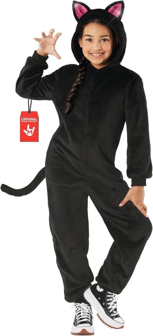 Morph Plush Black Cat Costume For Girls Halloween Costumes, Cat Costume For Kids Halloween Costumes Cats (12-14 Years)
