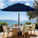AreShark 9ft 3-Tier Patio Umbrellas, Outdoor Umbrella with 8 Sturdy Ribs UV Protection Windproof, Market Table Umbrella w/Push Button Tilt & Crank for Pool, Porch, Deck, Garden(Navy)