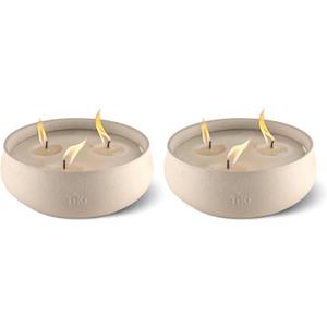TIKI Citronella Candle 2-Pack  7-Inch White Wax Bowl with Concrete Finish  Outdoor Decorative Candles for Patio, Deck, Garden, Backyard & Camping