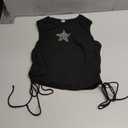SOLY HUX Women's Tank Tops Y2K Sleeveless Ribbed Star Crop Tank Top Summer Going Out Tops, Large