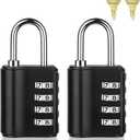 Combination Lock Outdoor with Key Outdoor Waterproof, 4 Digit Padlock for School Gym Sports Locker,2 Pack Padlock with Hasp Storage, Combination Padlock, Cabinet Doors, Fence, Garage