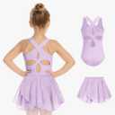 Zaclotre Girls Ballet Leotards Toddler Hollow Back Dance Dress Outfit with Removable Skirt Combo, Size 140