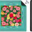 Red Rose Mahjong Mat 33x33 Inch, Floral Mahjong Mat with Carry Bag, Non-Slip Noise Reducing Waterproof Mahjong Table Mat for American Mahjong, Poker & Board Games