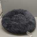 Calming Donut Dogs Beds for Medium Dogs up to 45 lb,30inch Anti-Slip Plush Round Dog Bed with Raised Rim,Fluffy Faux Fur Pet Bed for Cozy Sleep,Dark Grey