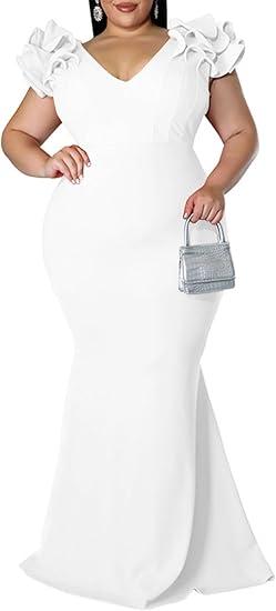 EKALIY 2025 Summer Women's Satin Off Shoulder Formal Dress Wedding Guest Elegant Butterfly Sleeve Split Cocktail Prom Midi Dresses, 2XL