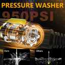 950PSI CordlessPowerWasher with Foam Cannon for Car, Lane, Patio Cleaning, Yellow