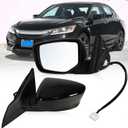 Left Driver side Mirror Fits 2013-2017 Honda Accord Sedan/Coupe with Power Glass without Heated without turn signals without Blind Spot Match Crystal Black Pearl Replace 76258T2FA11(3Pins)