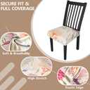 Stretch Dining Chair Seat Covers Set of 6,Dining Chair Slipcovers, Floral Printed Chair Covers,Soft Fabric Washable Upholstered Chair Seat Protector, No Rear Covers for Home Kitchen Dining Room (Dahlia)