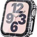 6 x Surace Compatible with Apple Watch Case 38mm for Apple Watch Series 6/5/4/3/2/1, Bling Cases with Over 200 Crystal Diamond Protective Cover Bumper for 38mm 40mm 42mm 44mm (38mm, Black)