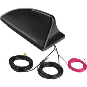 Bingfu FM/AM/DAB Digital Radio Shark Fin Antenna with 9-16V Wide Voltage IP65 Waterproof High Gain (17-23dB FM/21dB DAB) for Car/Truck/RV - Aerodynamic Black Design