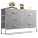WLIVE Dresser for Bedroom with 5 Drawers, Wide Bedroom Dressers with Drawer Organizers, Chest of Drawers, Fabric Dresser for Living Room, Closet, Hallway, Light Grey