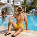 XS-2XL Mens Swimming Trunks with Mesh Lining 5" Quick-Dry Swim Shorts with Zipper Pockets (Yellow, S)