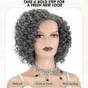 XIUFAXIRUSI XIUFAXIRUSI Short Curly Afro Wigs for Black Women Grey Kinky Curly Full Hair Wig Synthetic Natural Salt N Pepper Heat Resistant Wigs for Daily Use