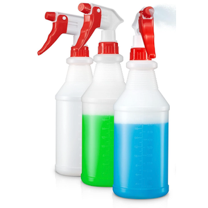 SUPER+ 3 Pack Plastic Spray Bottles 24 OZ Leak Proof, Adjustable Nozzle, Empty Spray Bottles For Cleaning Solutions, Plants, Pet, Or Diy Spray Bottle 