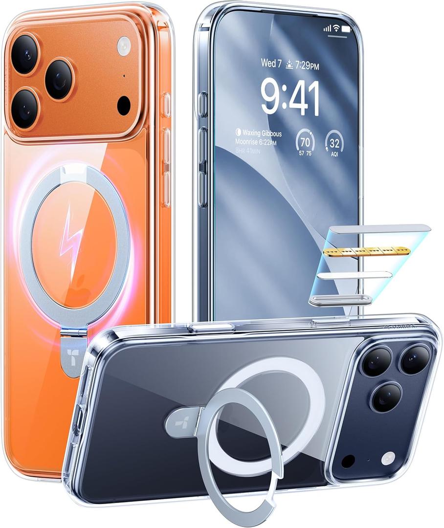 TORRAS Ostand Magnetic for iPhone 17 Pro Max Case, Fit for MagSafe, Sturdy Stand, Military Grade Drop Tested, Camera Control Button, Clear Slim Soft Edge Case for iPhone 17 Pro Max 6.9", Clear