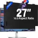 2 Pack 27 Inch Magnetic Computer Privacy Screen Filter for Monitor 16:9 Aspect Ratio, Removable Hanging Privacy Screen Shield, Anti-Glare Protector, Anti Blue Light Filter