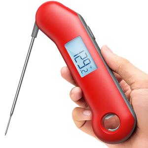 ThermoMaven ProfessionaI Meat Thermometer Digital, 3X Faster 0.5 Sec Instant Read, NIST Certified Accuracy 0.5F, 100% Waterproof Probe, Auto-Rotate Bright Indicator, for Candy/Grill/BBQ, Red & Gray