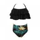 Girls' Two Piece Swimsuit Ruffle Tummy Control Bathing Suit Neck Bikini Swimwear for Baby Kids Little Gilrs 104/4T