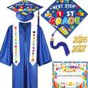 Romart Kindergarten Graduation Cap and Gown Set, Kids Toddler Pre-k Graduation Outfit 2026 with Sash Diploma Certificate Gift (Blue, M)