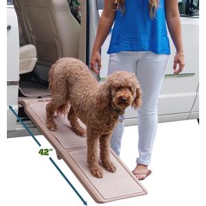 Pet Gear SupertraX Ramps for Dogs and Cats, Maximum Traction Surface, Portable/Easy-Fold (No Tools Required), Built in Handle for Travel, 5 Models, 42" L X 16" W, Supports 150 lbs, Sand