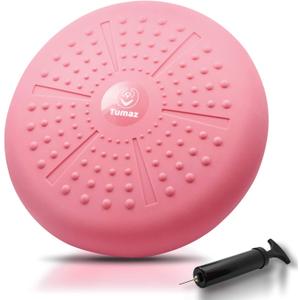 Tumaz Wobble Cushion - Wiggle Seat to Improve Sitting Posture & Stay Focused for Sensory Kids, Balance Disc to Relief Back Pain & Core Strength & Flexible Seating [Extra Thick, Pump Included] (10. Pink)