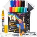 Liquid Chalk Markers Washable -14 Ink Pens & Extra Gold and Silver Colors - Chalkboard Labels Pack Included Non Toxic - Reversible Tips and Erasing Sponge included