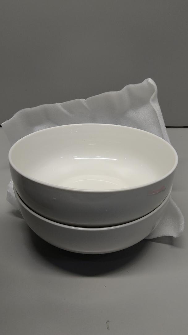 MALACASA 24 OZ Cereal Bowls, Porcelain Soup Oatmeal Bowls Set of 2, Kitchen Ceramic Serving Bowl, Dishwasher Microwave Oven Safe, White, Series LUNA.