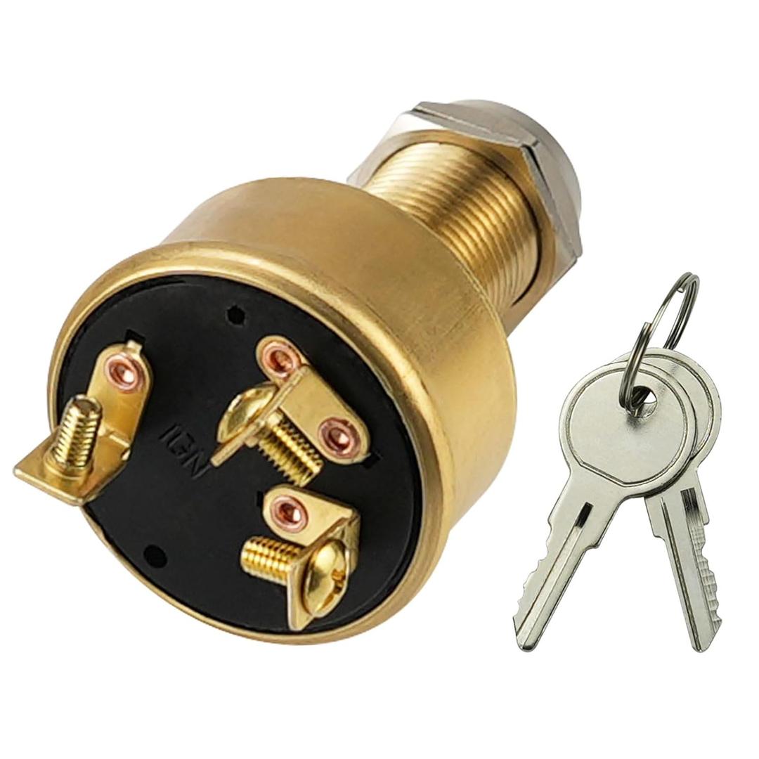 Boat Ignition Switch with Keys 3 Terminals 3 Position Off-On-Start 12Volt 15A Marine Ignition Switch MP39060-1