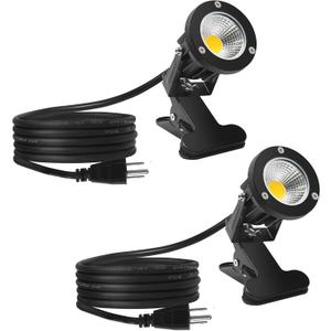 Taysing LED Spot Lights Plug in Outdoor Indoor Light 7W 3000K 6.6ft Power Cord Waterproof Landscape Lights Spotlight with Clip for Plants Yard Garden Accent Lighting Ambient Light 2 Pack