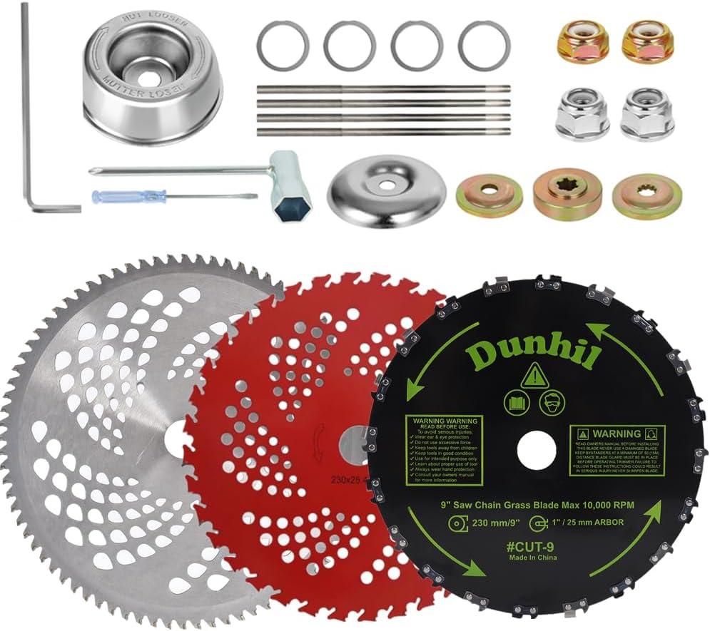 Metal Brush Cutter Blade for Weed Eater, Cutter, Trimmer with 2 Set Adapter Kits (3 Pack 9 inch 20T 36T+10 inch 80T)