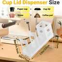 Cup and Lid Holder, Disposable Paper Cup Dispenser with Coffee Pod Straw Storage Basket, Countertop Coffee Cup Holder for Coffee Stations, Bars, Break Rooms, Living Rooms, Parties (White)