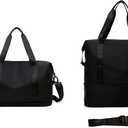 Expandable Travel Duffle Bag Weekender Carry on Overnight Bag Gym Bag for Women (Black)
