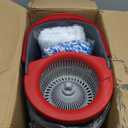 SIMPLI-MAGIC 79349 Spin Mop Cleaning System with 3 Microfiber Mop Heads, Red/GRAY,Red/Black