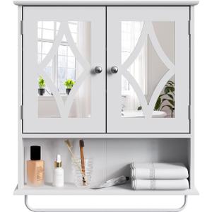 White Medicine Cabinet with Mirror for Bathroom, Small