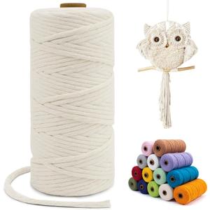 Single Strand Macrame Cord 3mm x 110yards, Natural 3mm Macrame Cord Natural Cotton Macrame Rope Yarn, Thick Cotton Cord for Wall Hangings, Plant Hangers, DIY Crafts, Home Decorations