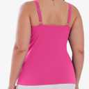 V FOR CITY Plus Size Tank Tops for Women Built in Bra Tank with Adjustable Strap Scoop Neck Cotton Camisole Tops 2X Hot Pink