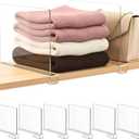 SortNStore Shelf Dividers Purse Organizer for Closet: 6-Pack Acrylic Bag Storage Organizer for Handbags, Clutches, Clothes, Sweater, Towel on Wood Shelves (Standard: 8" Tall X 12" Deep)