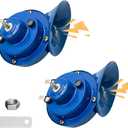 2PCS 300DB Super Loud Train Horns, 12V Waterproof Air Electric Snail Horn Replacement Kit, Universal Durable Raging Sound Air Horns for Car, Motorcycle, Truck, Marine Boat (Blue)