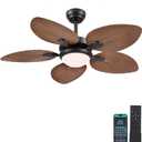 Tropical Ceiling Fans with Lights and Remote/APP Control, 44 Inch Palm Leaf Ceiling Fan with LED Lights, Outdoor Ceiling Fans for Patios Porch, Reversible Quiet Motor, Dimmable, Light Brown