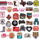 Lyrow 50 Pcs Western Cowboy Iron on Patch for Hat Cowboy Sew on Applique Patch for Jean Jacket Backpack Clothing DIY Accessories