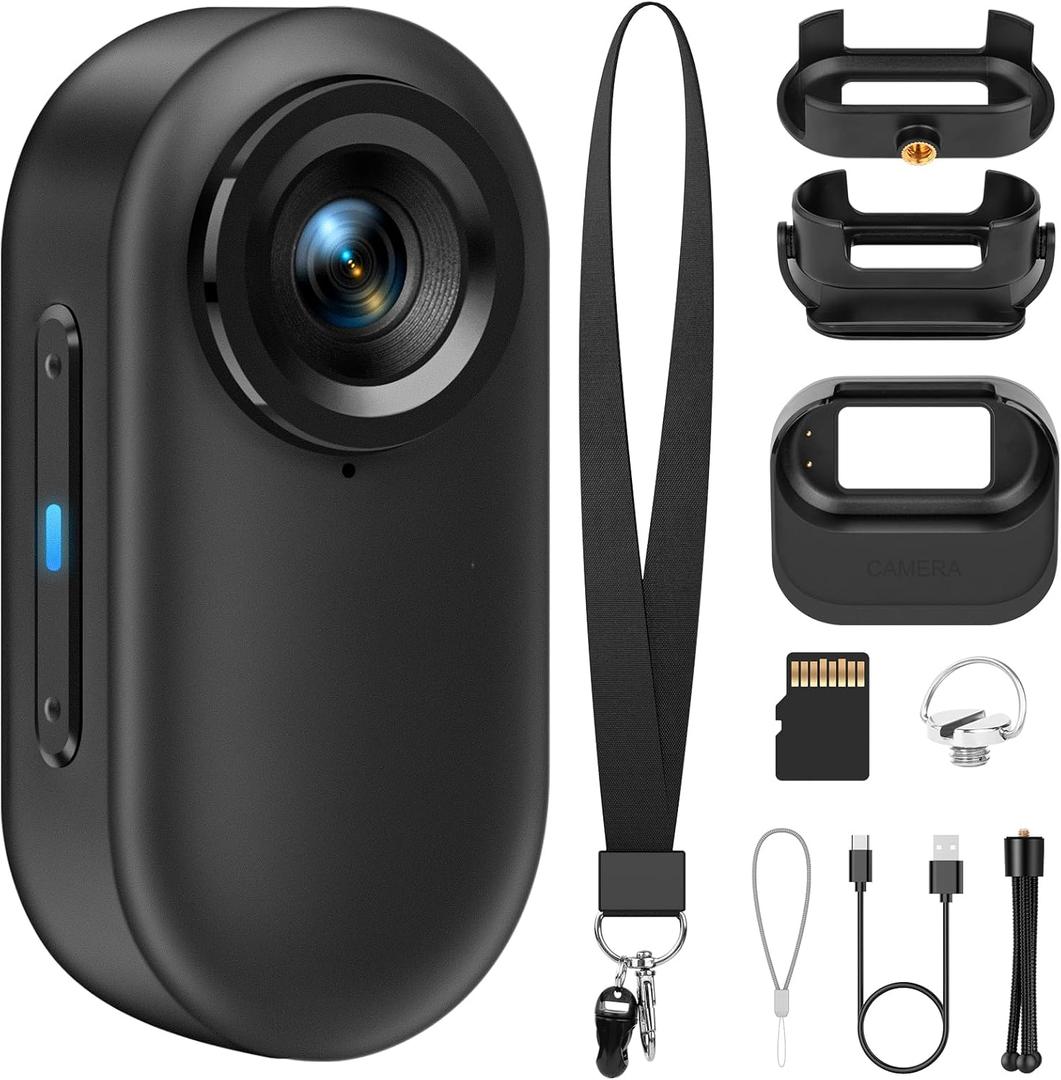 1080P FHD Mini Body Camera: 128GB Sports Action Body Cam, Thumb Size Hands-Free Wearable Pocket Camera, Portable Bodycam Camcorder for Work, Travel, Fishing, Pet Walking, Outdoor Adventures, Black