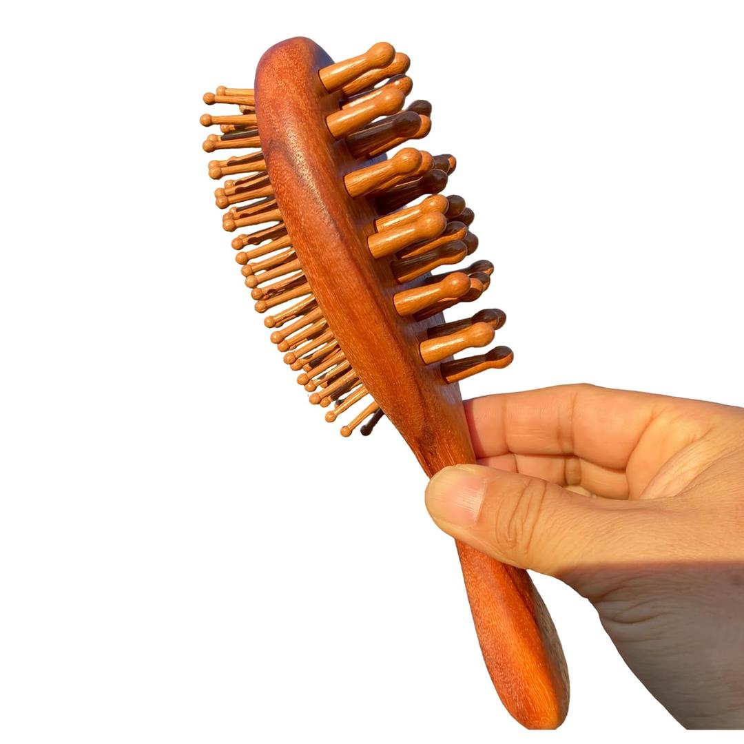 Sandalwood Scalp Massage Brush with Detachable Wooden Bristles  Thick Anti-Static Comb for Neuropathy Relief, Stress Therapy & Hair Circulation  1pc Ergonomic Wooden Comb for Men & Women