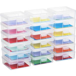 18 Pack Small Plastic Hobby Art Craft Organizer, Clear Plastic Storage Containers with Latching Lid, for Pencil Box, Lego