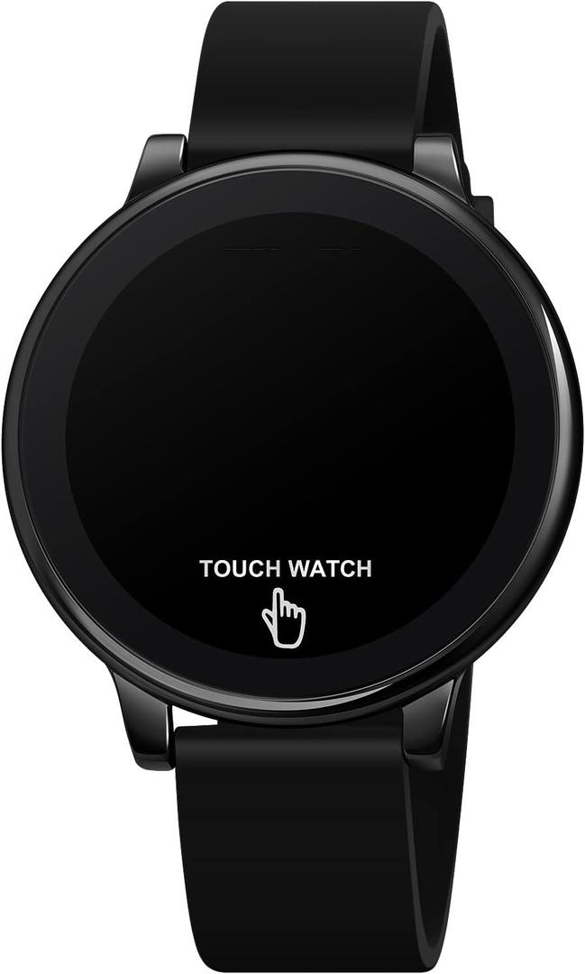 TOOCAT Fashion Touch LED Digital Watch Outdoor 50M Waterproof Rubber Bands Wristwatch for Men Women Teens Students (Black-LED Touch)