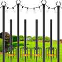 zoegi 4 Pack 10Ft String Light Poles,Light Poles for Outside Lights with Fork,Outdoor Brackets Hanging Lights,Metal Stand for Deck Patio,Backyard,Wedding,Deck,Party
